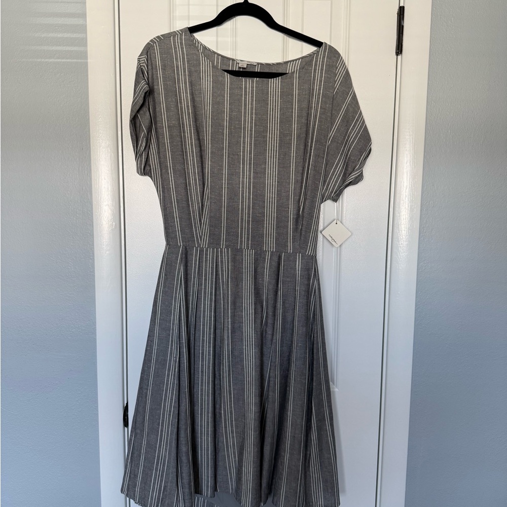 Halogen Charcoal Striped linen Dress